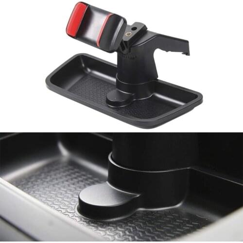 Black ABS Cell Mobile Phone Ipad Holder Car GPS Bracket Dash Mount Holder Storage Organizer Box for Jeep Wrangler JK 2012-2017