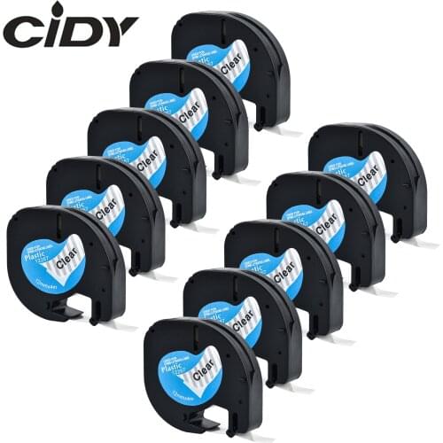 CIDY 10PCS compatible LT12267 12268 tape 12mm black on clear for plastic LT 12267 16951 16952 for dymo label printer LT-100H