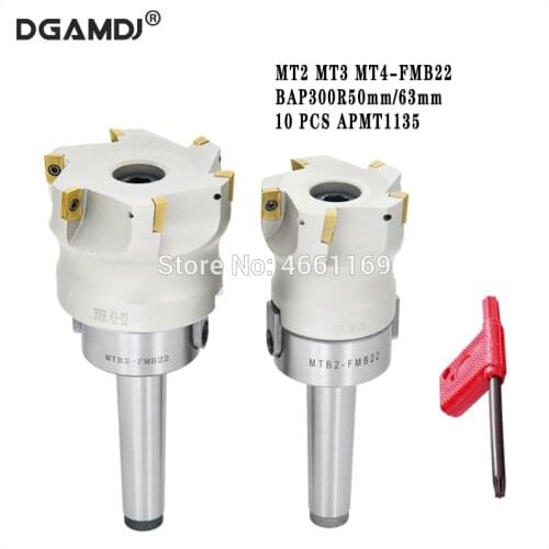 1set MT2 MT3 MT4 FMB22 face milling tool holder + BAP300R50 22 5T 63 6T milling cutter head + 10 APMT1135 inserts,for milling