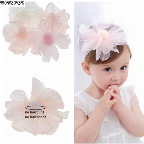 12cm baby Mesh Diy Hair lace Flower Hair Accessory without Headband No Hair Clips Christmas Wedding children Hair Accessories