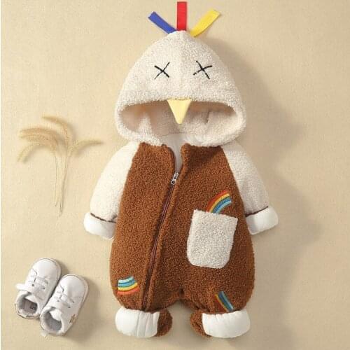 Baby Romper 2021 Autumn Winter New Newborn Baby Clothing Hooded Cartoons Infant Baby Girls Outwear Rompers Baby Boys Jumpsuit