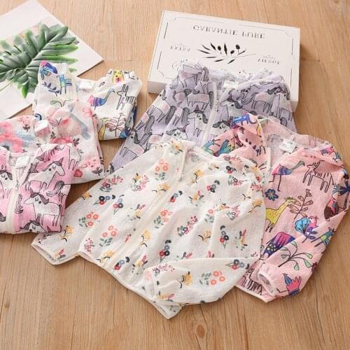 Baby Hooded Sun-Proof Top 2020 Summer New Girls' Clothing Childrens Cartoon Coat