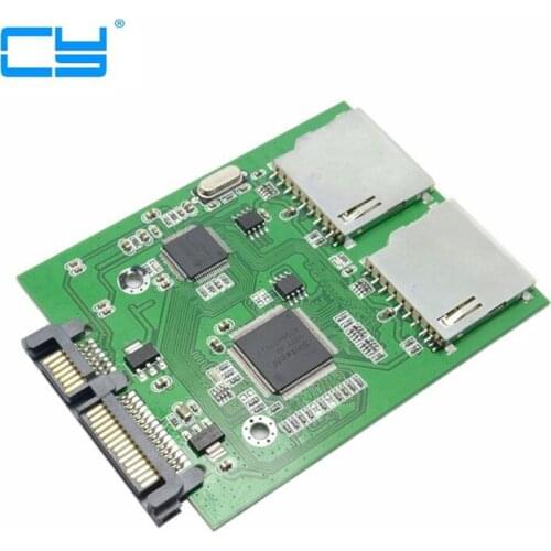 Dual SD SDHC MMC Memory Card to 7+15 Pin 22pin SATA Male Convertor Kit RAID0 Adapter Adaptor