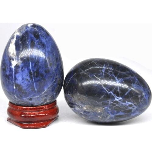 35x50mm Blue Sodalite Egg Shaped Stone Healing Natural Crystal Massage Minerale Gemstone Spiritual Decoration Collection