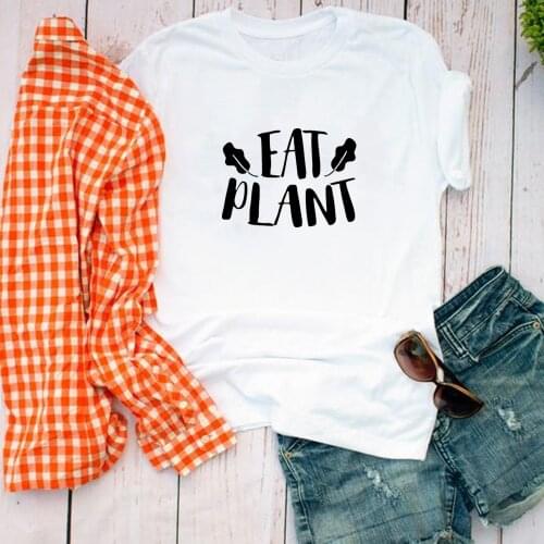 Vegan print cotton T Shirts Eat Plant Shirt for Vegan Merch Plant Shirt Women Girls Men Vegetarian Top Tees