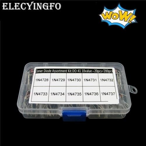 10values x20pcs 200pcs 1W Zener diode kit Box (1N4728~1N4737) 1N4729 1N4730 1N4731 1N4732 1N4733 1N4734 1N4735 1N4736