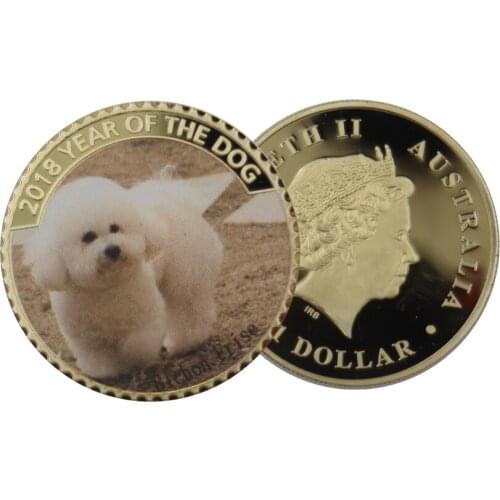 Cute Animal 24k Gold Coin Holiday Souvenir Gifts Challenge Coin 999.9 Gold Plated The Year of The Dog Lucky Coins for Child Gift