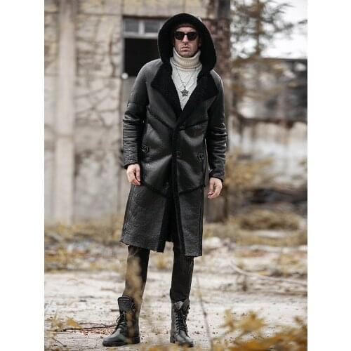 Mens Autumn and Winter New Long Fashion Fur Jacket Wool Overcoat Tide Shearling Coat Size L - 4XL