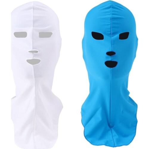 Men Women Snorkeling Swim Cap Sun Protection UV Rash Guard White & Blue Swimming Cap Mask