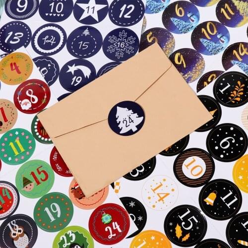 Merry Christmas Gift Stickers Advent Calendar Number Paper Stickers Multi-Function DIY Gift Packaging Labels Decor Supply