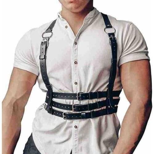 New Sexy Men Leather Belts Fashion Metal O-ring Waist Straps Suspender Belt Accessory Punk Body Bondage Cage Sculpting Harness