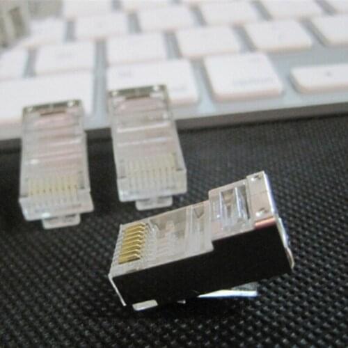 10 Pieces FTP 8P8C Network RJ 45 Cable Crimp Ethernet Connector- Shielded RJ45 Pass Through Network Cable Modular