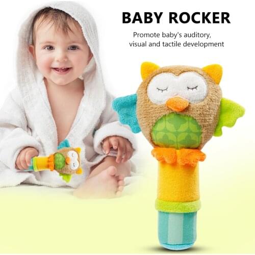 Infant Baby Rattles Cartoon Animal Hand Bells Soft Plush BB Sticks Hand Bell Ring Musical Shaker Kids Educational Toys