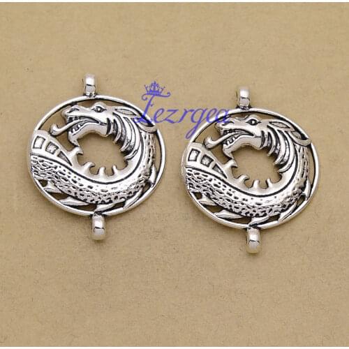 15pcs/lot--28x34mm, dragon chams,Antique silver plated dragon connector charms,DIY supplies,Jewelry accessories