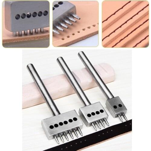 Steel 6mm 2/4/6 Leathercraft Punching Tool Row Circular Cut Hole Stitching Punch Cutter DIY Leathercraft Tools Accessories