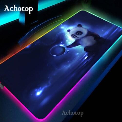 Cartoon Panda RGB Luminous Gaming MousePad Colorful Large Kawaii Animal Mouse Pad Extended Illuminated Keyboard Blanket Desk Mat