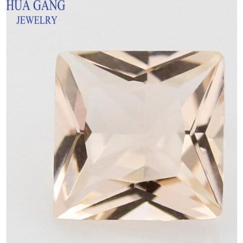 Champagne Color Glass Gems Square Shape Princess Cut Loose Glass Beads Synthetic Gems For Jewelry Size 3x3~10x10mm Free Shipping