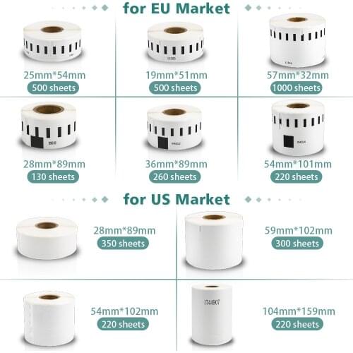 UniPlus 1000pcs Labels Roll Fit Dymo 11354 57*32mm Thermal Paper Shipping Sticker for Labelwriter 315 320 400 450 DUO Printer