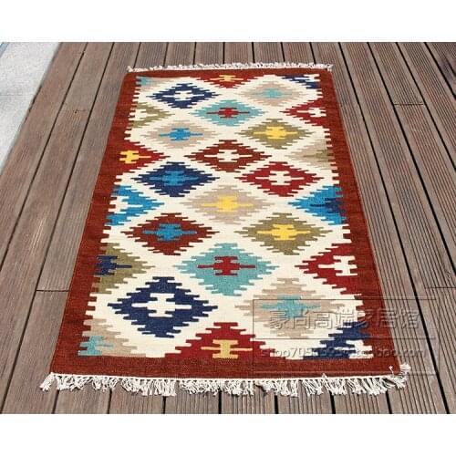 Pure wool hand-woven kilim carpets living room carpet bedroom bedside blanket corridor exotic national wind gc149-23