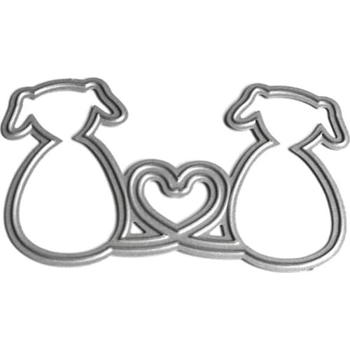 Heart Couple Dog Metal Cutting Dies Stencil Scrapbooking DIY Album Stamp Paper Card Mold Embossing Decoration Craft
