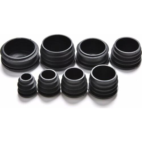 10 PCS 8 Sizes Plastic Furniture Leg Plug Blanking End Caps Insert Plugs Bung For Round Pipe Tube Black
