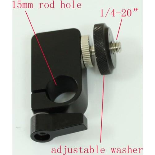 Single Rod clamp with 1/4" to 1/4" male adaptor for 15mm Support Rail Rig Rail