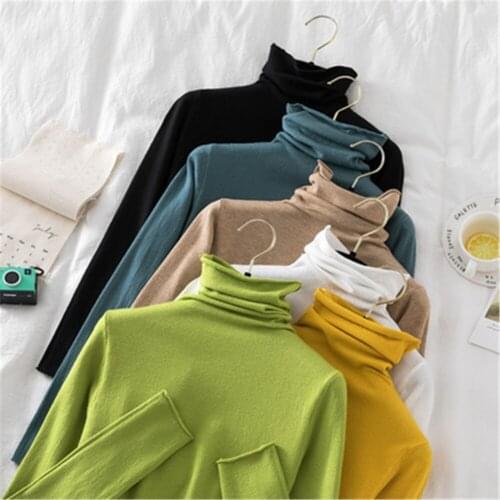 2021 Autumn Winter Sweater Knitted Pullover Long Sleeve Turtleneck Women Sweaters Woman Sweaters Tops Soft Jumper Pull Femme
