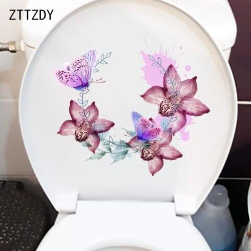 ZTTZDY 23.9×21CM Watercolor Phalaenopsis Art Wall Stickers Mural Classical Home Bathroom Toilet Decor T2-1418