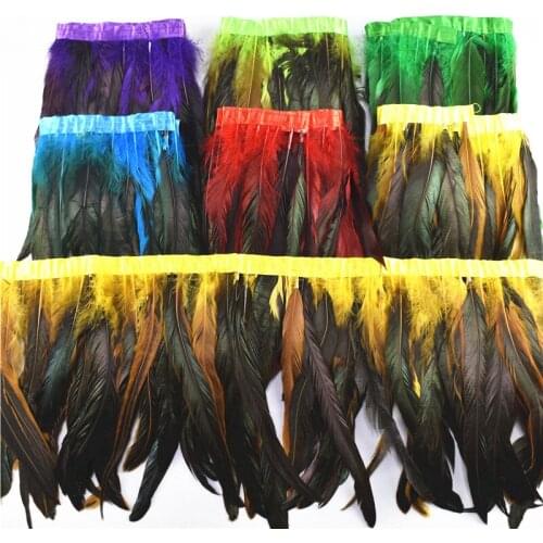 1Meters 25-30cm/10-12" Coque Rooster Tail Feather Trim Chicken Ribbon Trims Feathers for Crafts Plumas Feathers Trims Feathers