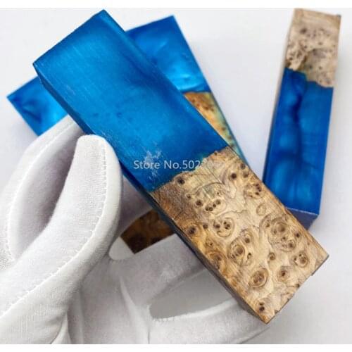 1piece Resin Mixed Burlap Wood Knife Handle Material for DIY Knife Handle Making Resin Plate Material 105X34X27mm