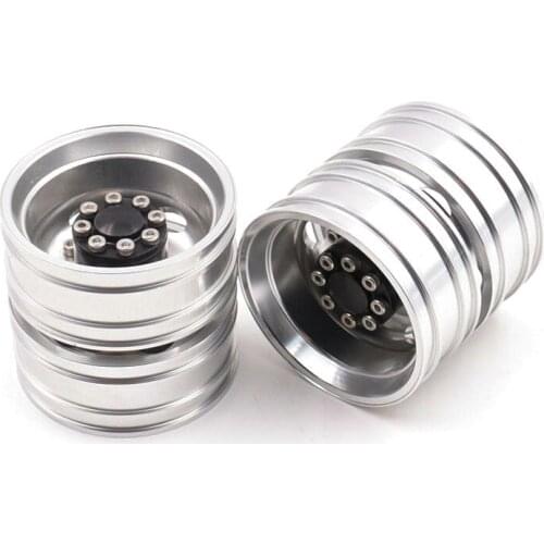 2PCS CNC Metal Alloy Rear Wheel Hub Rim for 1/14 Tamiya RC Car Tow Drag Trailer Truck Man Scania