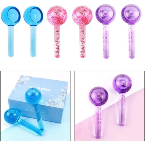 2Pcs Facial Ice Globe Rollers Cool Globes for Facial Treatment Massage Tools Facial Crystal Ball Water Wave Skin Care Devices