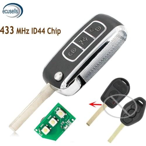 3 Button Smart Remote Key Fob for BMW Bentley Style 315MHZ 433MHZ With ID44 Chip PCF7935 HU92 Blade