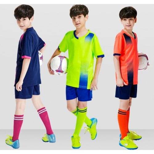 Free socks Custom Kids Soccer jerseys sets Football jersi with socks futbol uniform training suit