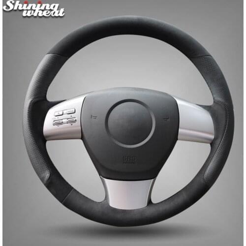 Shining wheat Black Leather Black Suede Car Steering Wheel Cover for Mazda 6 2010 Gh Mazda 8