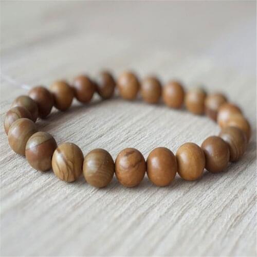 8mm Natural Wood Stone Gemstone Mala Bracelet Stretchy Reiki Spirituality Ruyi