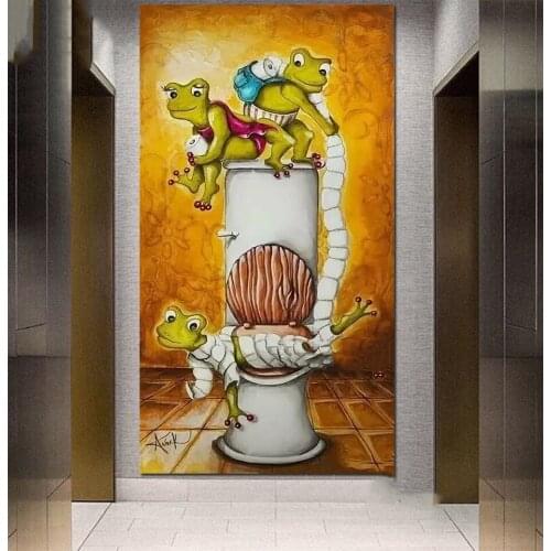 Frogs Toilet diamond embroidery cross stitch diamond painting mosaic cartoon funny frogs Picture full round square Drill decor