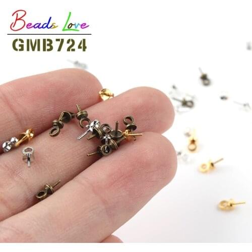 100pcs 6*3mm Silver Color Eye Pin Bail Pearl Charm Connector Bail For Pendants Supplies Diy Jewelry Findings Making Accessories