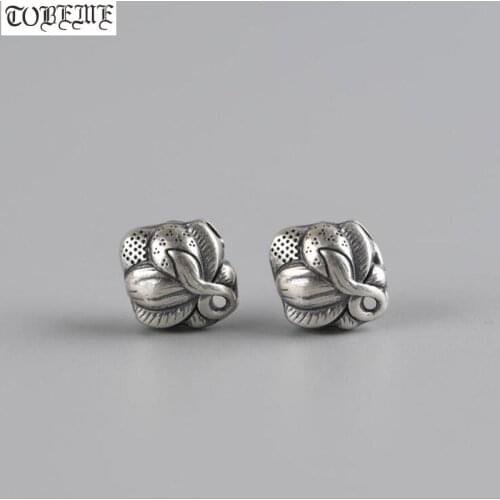Handcrafted 100% 925 Silver Flower Bead Vintage 925 Sterling Flower Loose Beads DIY Jewelry Findings Bracelet Beads