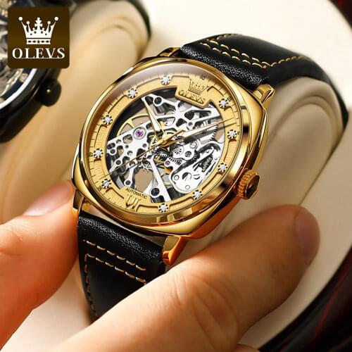 2021 Fashion Mens Watch New Hollow Stainless Steel Top Luminous Luxury Waterproof Sports Mechanical Mens Relogio Masculino