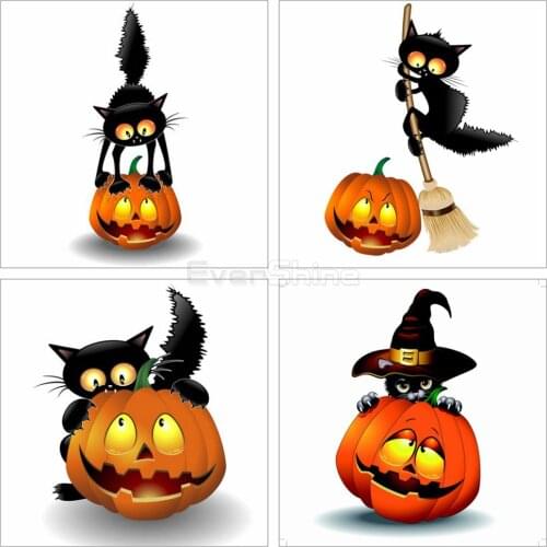 EverShine DIY Diamond Mosaic Full Embroidery Halloween Cross Stitch Kit Diamond Painting Full Square Cartoon Picture Rhinestones