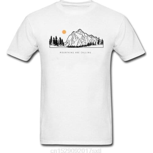 Tops Shirts Mountains are Calling Autumn Hot Sale Unique Short Sleeve Pure Cotton Round Neck Mens T-shirts Unique Tee Shirt