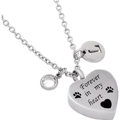 IJMD0058 Forever in my heart Custom Stainless Steel Heart Cremation Souvenir Pendant for Ash Urn Memorial Necklace for Gift
