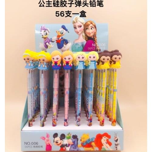 56pcs Disney Frozen Cute Cartoon Pencil Princess Bullet Pencil Pencil Boys and Girls Writing Painting School Office Gift Prize