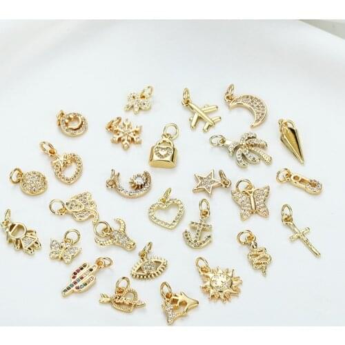 Pendant Necklaces Accessories For Women Key Moon Star Heart Diy Pendants Necklace making Copper Zircon Gold Pendant Wholesale