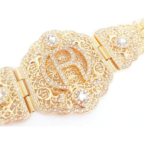 Moroccan fashion belt, popular R letter belt, hollow gold belt, length adjustable wedding party jewelry