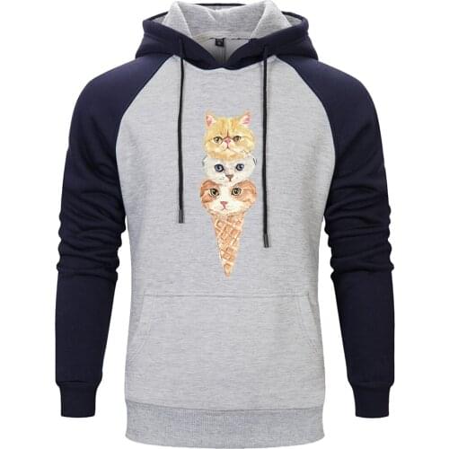Raglan Hoody For Mens Ice Cream Printing Long Sleeve Hip Hop Sweatshirts Leisure Outwear Clothing New Arrival Tracksuits Homme