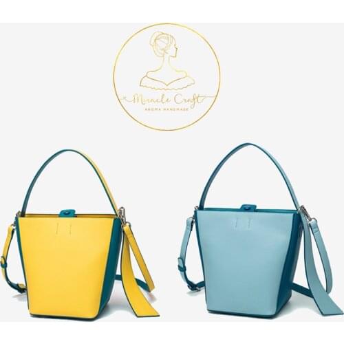 New Femal PU Leather Designer Bucket Shoulder Bag Womens Fashion Bandbags