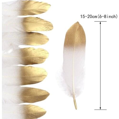 New Glitter Gold Dipped Natural White Duck Goose Feathers Decor Feathers for crafts DIY Accessories Wedding Decoration plume