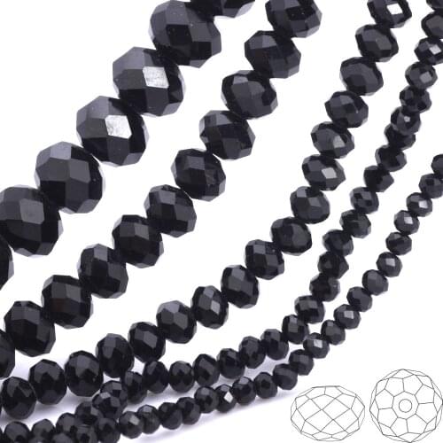 OlingArt 3/4/6/8/10mm Round Glass Beads Rondelle Austria faceted crystal Lake black&jet color Loose bead DIY Jewelry Making